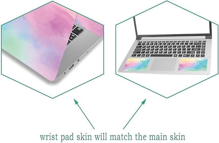 Laptop Skin Sticker Decal, 12" 13" 13.3" 14" 15" 15.4" 15.6" Laptop Vinyl Skin Cover Art Protector Notebook PC (2 Wrist Pad Skins Included), Decorative Waterproof Removable, Watercolor Colorful