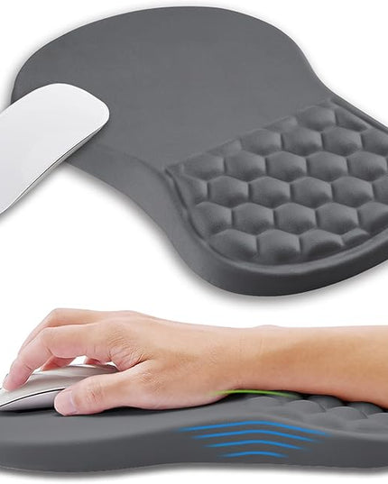 Ergonomic Mouse Pad Wrist Support with Memory Foam Massage Bulge, Carpal Tunnel Pain Relief Mousepad Wrist Rest for Mouse(12x8 inch, Dark Grey)