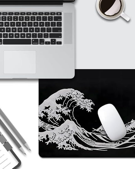 Black Wave of Kanagawa Square Mouse pad, Texture, Waterproof, Anti Slip Rubber Base, Computer Mouse pad, Laptop Mouse pad