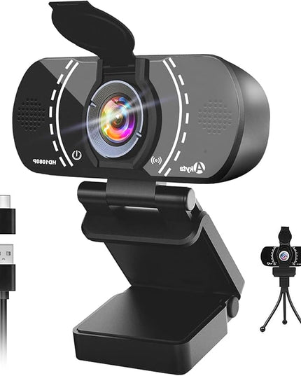 Akyta 1080P Web Camera for Laptop, Webcam with Microphone/Privacy Cover/Stand/Adapter/Plug and Play & Wide Angle 110°, USB Webcam for Desktop Computer PC Mac Video Calling/Zoom Conferenc