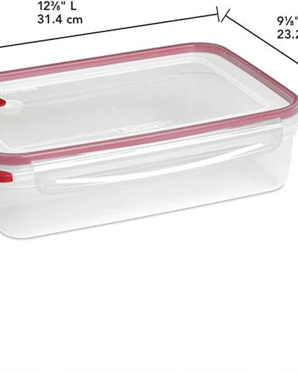 Sterilite Ultra-Seal 16 Cup Rectangle, Airtight Food Storage Container, Latching Lid, Microwave and Dishwasher Safe, Clear With Blue Gasket, 12-Pack