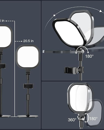 Zoom Lighting for Computer, Adjustable Desk Lighting for Video Calls, 30 Light Modes Video Conference Light, Desk Ring Light with Stand for Webcam, Meetings, Live Stream, Home Office. CRI 97.8