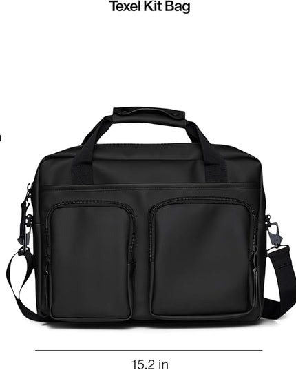RAINS Texel Tech Bag - Black Waterproof Water Resistant Water Repellent Laptop Bag Unisex Commuter Travel Case 15" Computer Sleeve Tech Organizer - 2 Year Warranty