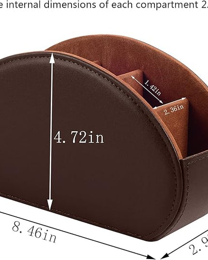 RHCSZ Remote Control Holder with 5 Compartments TV Remote Caddy Store Box,Desktop Organizer for Controller, Glasses and Media Player,Pen Storage (Brown)