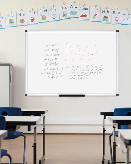 VIZ-PRO Dry Erase Board/Whiteboard, 36 X 24 Inches, Wall Mounted Board for School Office and Home