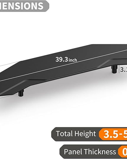 39.4 Inch Dual Monitor Stand Riser Black,Plane Wing-Shaped Sturdy Computer Desk Riser for 2 Monitors, Adjustable Length and Wood Monitor Stand for Laptop, Computer,Extra Long