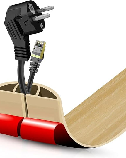 Floor Cord Cover Self Adhesive Cord Hider,3.3FT Cable Management, Extension Strip Protector for Wires, Prevent Cable Trips for Offices, Gyms, Exhibitions Cavity:0.47"(W) x0.35(H) WoodLightyellow