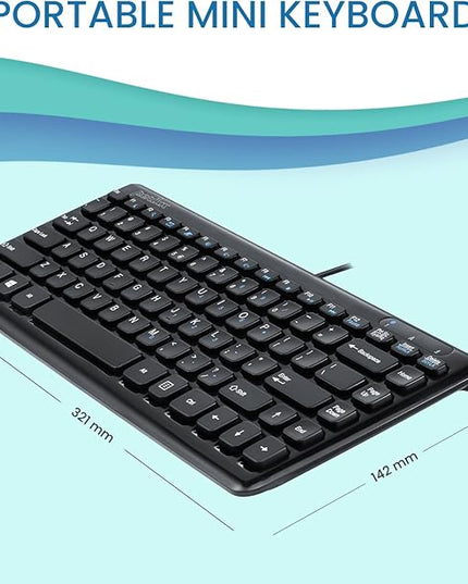 Perixx PERIBOARD-407B US, Wired USB Mini Keyboard with 11 Hot Keys - Glossy Black - US English Layout