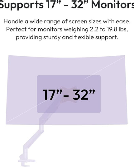 Pixio PS1S Wave Purple Single Monitor Arm Stand Desk Mount - Fits up to 32 inches Monitors and up to 19.8lbs. VESA Compatibility and Integrated Cable Management