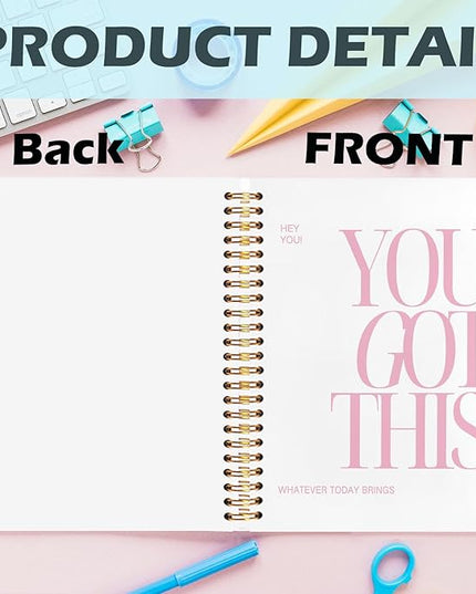 Yhtrg You Got This Inspirational Notebooks Journal, White Motivational Spiral Journal Notebook for Women, White Motivational Positive Notebooks for Office School Supplies, 5.5x8.3 Inch
