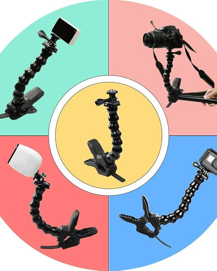 Suptig Jaws Flex Clamp Mount Gooseneck Mount for GoPro Hero 13 Hero 12 Hero 11 Hero 10 Hero 9 Hero 8 Hero 7 Hero 6 Hero 5 Hero 4 Session Hero 3+ Hero 3 Akaso EK7000 DJI osmo Arlo Action Camera.