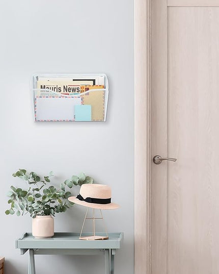 EASEPRES 3 Single Pocket Mesh Hanging File Organizer, Vertical Wall Mounted Magazine File Holder, Mount Basket Mail Paper Document Folder Organizing for Office, Home and School, White