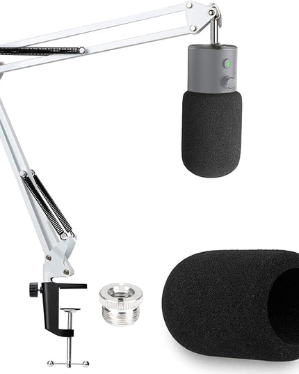 YOUSHARES Razer Seiren X Boom Arm with Pop Filter - White Boom Arm for Razer Seiren X Streaming Microphone, White Mic Arm Microhone Stand (White)