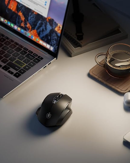 Uineer Wireless Mouse,Upgraded 2.4GHz Rechargeable (Battery Level Visible) Ergonomic Computer Mouse,4 Levels DPI, Wireless Mice for Laptop Computer(Matte Black)