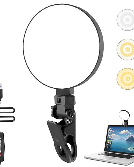3.5'' Ring Light for Laptop, 61 LEDs Dimmable Video Conference Lighting, Portable USB Plug Clip On Ring Light Computer Laptop iPad Phone for Selfie Working Learning Zoom Meeting Live Streaming Makeup