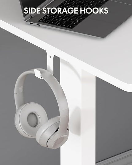 FLEXISPOT Standing Desk Electric Height Adjustable Desk with 40 x 24 Inch Splice Board, Home Office Computer Workstation, White Top + White Frame