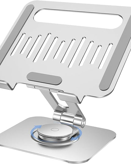 Tablet Stand for Desk, 360° Swivel for iPad Holder, Aluminum Adjustable Tablet Holder, Compatible for iPad Pro Air Mini Surface Pro Samsung Galaxy Tabs Kindle, 4-12.9 inch, Silver