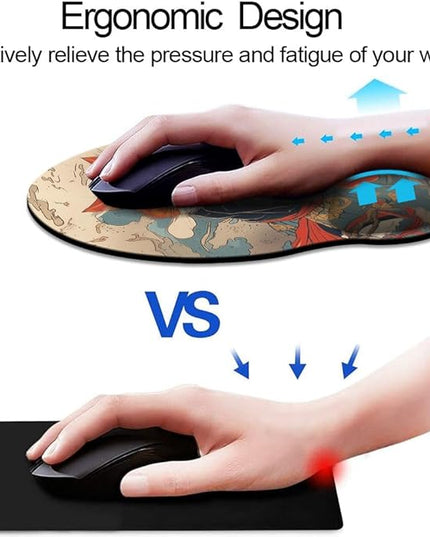 Ergonomic Mouse Pad with Wrist Support,Mouse Pad with Wrist Rest,Relieve Wrist Pain Mousepad Non-Slip Rubber Base,Mouse Pads for Desk,Computers,Laptop,Office,Home,Accessories Cute Cat