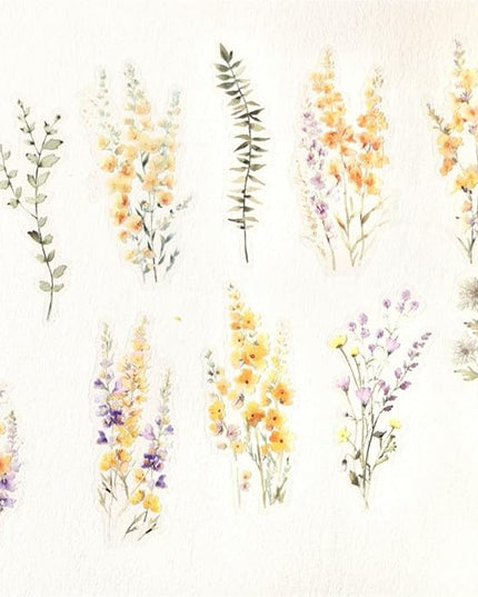 120 Pieces Vintage Transparent PET Floral Stickers for Journaling, 4 Styles Watercolor Flower Set, Decorative Sticker for Scrapbooking, Junk Journal Supplies, Collage