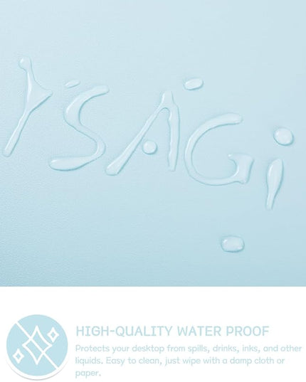 YSAGi Non-Slip Leather Desk Pad, Waterproof Laptop Computer Desk Keyboard Mat, Table Protector Blotter Mat, Large Mouse Pad for Office/Work/Home/Decor(Sky Blue, 23.6" x 13.7")