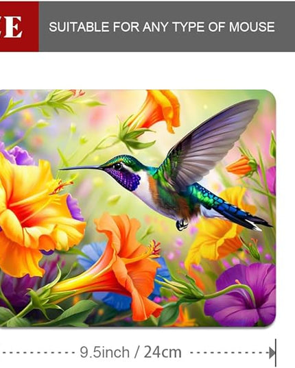 Hummingbird Flowers Square Mouse pad, Texture, Waterproof, Anti Slip Rubber Base, Computer Mouse pad, Laptop Mouse pad