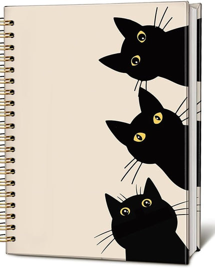 Funny Cat Notebook Journal, Funny Peeking Spiral Notebook, Cat Lover Gifts for Women Men, Black Cat Gifts for Girls, Cat Notepad for School Supplies, Office Supplies 5.5x8.3 Inch