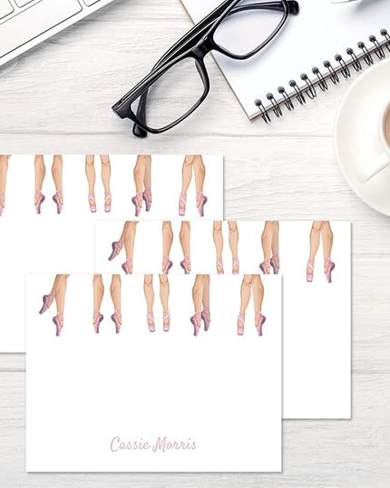 Current Dancers Feet Personalized Note Cards - 24 Cards with White Envelopes, 4¼ x 5½ Inch Size, Blank Stationery, Add Names or Text, For Thank You Notes, Invitations, & Announcements