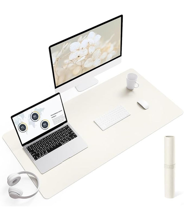YSAGi Non-Slip Leather Desk Pad, Desk Matt for Desktop, Waterproof Laptop Computer Keyboard Mat, Table Protector Blotter Mat, Large Mouse Pad for Office/Work/Home/Decor(Cream, 35.4" x 17")