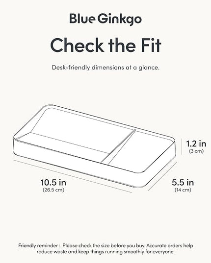 BLUE GINKGO Desk Tray – Korean-Made Organizer for Notes, Pens, Pencils, and Accessories (Double-sided, White)