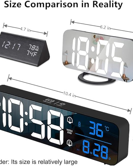 Hournor Digital Clock for Bedroom, Digital Wall Clock for Living Room Decor, Desk Table Clocks, Digital Clock Large Display, Bedroom Smart Alarm Clock for Office Blue