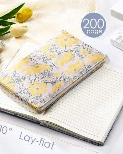 ipoul Floral Notebook, Journal for women, A5, Hardcover, 6x8, Ruled Pages, Lay Flat, Pretty, Daisy Notebook, Yellow, Reading Journal, Writing Notebook, Personal Journal