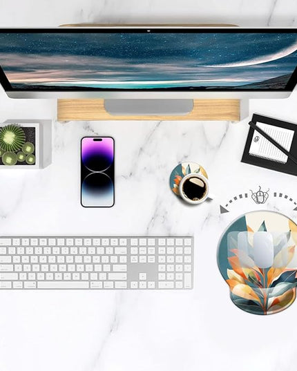 Ergonomic Mouse Pad with Wrist Support,Mouse Pad with Wrist Rest,Relieve Wrist Pain Mousepad Non-Slip Rubber Base,Mouse Pads for Desk,Computers,Laptop,Office,Home,Accessories Aesthetic Art