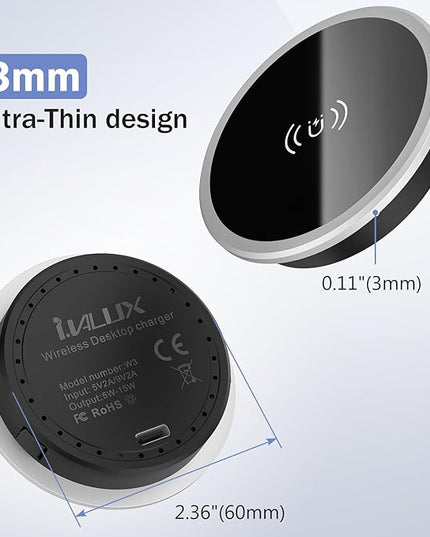 Wireless Magnetic Charger Desk Mount 15W Fast Charger for iPhone 17 16 Pro Max 15 14 13 12 Series,Magnet Qi Charging Pad/Station for AirPods,Recessed Hidden Under Desktop Hole Save Nightstand Space