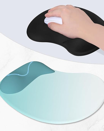 ITNRSIIET Ergonomic Mouse Pad, Cushioned Gel Wrist Rest, Non-Slip Base, Smooth Surface, Compatible with All Mice for Office & Gaming, Desk Accessory, 9.5 x 8.2 inch, Light Green Gradient