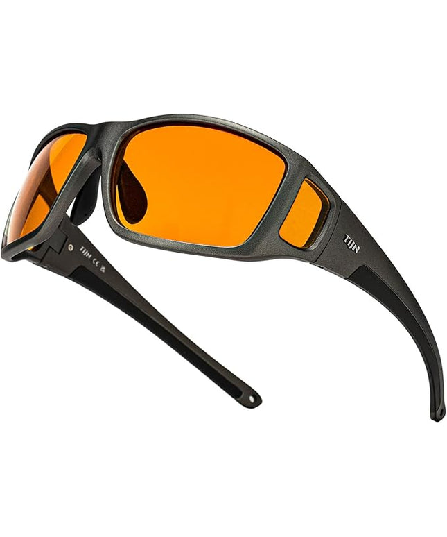 TIJN Sonia Sleep Glasses for Blue & Green Light Blocking,Red Lens with Dual AR Coating,Wraparound Frame for Gaming Screen