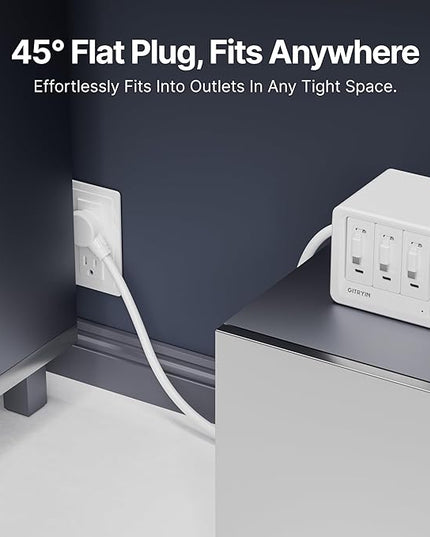 Gitryin 11-in-1 Desktop Charging Station with 3 Retractable Wall Chargers, 40W USB-C Power Strip with 5 AC, 3 USB C, 3 Type-C 33.5in Cables, Extension Cord with 1020J Surge Protection for Home Office