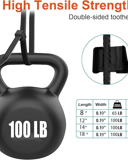 Zip Ties Assorted Size,8+12+14+18 Inch Double Sided Toothed,100 LBS Tensile Strength Heavy Duty Cable Wire Ties With Self-Locking Adjustable More Durable Nylon Tie Wraps for Indoor Outdoor（400 Pack）