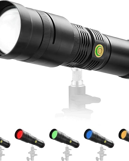 WELLMAKING 35W LED Photography Flashlight Optical Glass Lenses, 7800mAh Aluminum Alloy Patterned Ambient Light, with 20 Patterned Light Filters for Photo, Content Creation Video Recording Accessorie