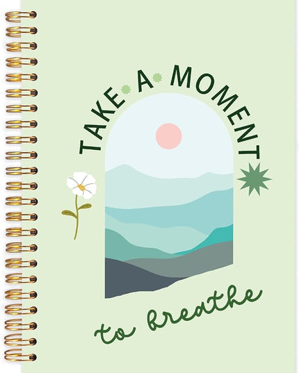 FDHSPAAM Sage Green Mental Health Spiral Journal Notebook 5.5x8.3in, Take A Moment to Breathe Boho Inspirational Notebooks for Note Taking, Therapy Office Must Haves, Hardcover Notebook Journal