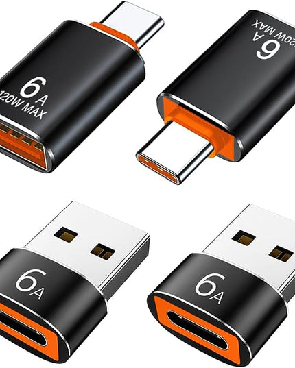 USB to USB C Adapter 4 Pack, USB A 3.0 Female to USB C Male OTG Adapter x2, Type C Female to USB Male Adapter x2, Compatible with MacBook, iPhone 15/16, Samsung Galaxy, Smartphones,Tablets,Laptops