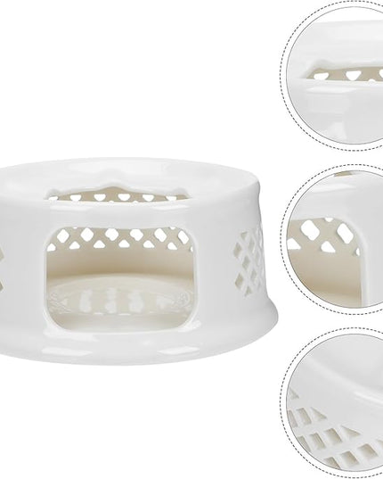 WATIIFUFU Ceramic Teapot Warmer with Hollow Design Non-Slip Base Retro Tea Heater for Brewing and Warming Tea Suitable for Home Office Coffee Shop Use