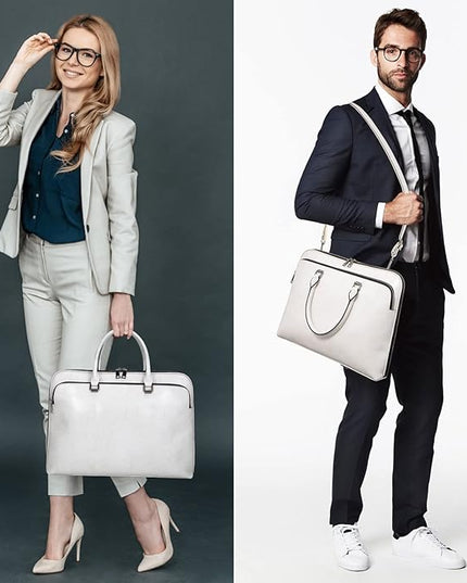 Blofinche Laptop Messenger shoulder bag: Genuine Leather work Briefcase 13.3 15.6 inch designer handbag