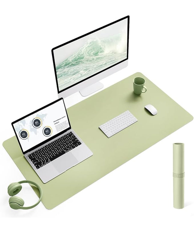 YSAGi Non-Slip Leather Desk Pad L Size, Waterproof Laptop Computer Desk Keyboard Mat, Table Protector Blotter Mat, Large Mouse Pad for Office/Work/Home/Decor(Matcha Green, 35.4" x 17")