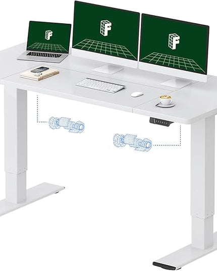 FLEXISPOT 63x28 Inch Large Dual Motor Electric Standing Desk, White - Computer Desk with Memory Controller, Home Office Desk with Splice Board