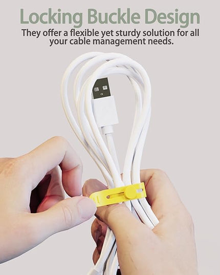 FenrFern 30Pcs Silicone Cable Ties, Reusable Cable Straps Cord Organizer for for Bundling Earphone, Phone Charger, Computer Cords in Home, Office, Kitchen, School (20 Cable Ties+10 Cord Labels)