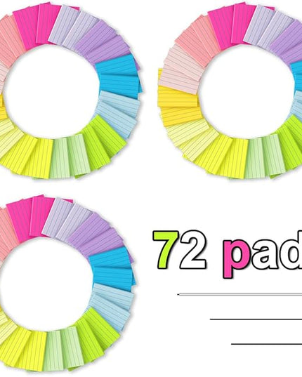 (72 Pack) Lined Sticky Notes 3x3 in,Notepads with Lines,Ruled Stickies Super Sticking Power,Office School Memo Note Pads Bright Colors,Post on Windows Doors,Recyclable,Easy to Write on