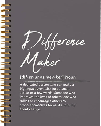 OXW Difference Maker Appreciation Gift, Meeting Notebook for Work, Thank You Gifts for Leader Mentor Manager Boss, Office Supplies Social Worker Notebook, Gray Hardcover Spiral Notebook 5.5 x 8.3