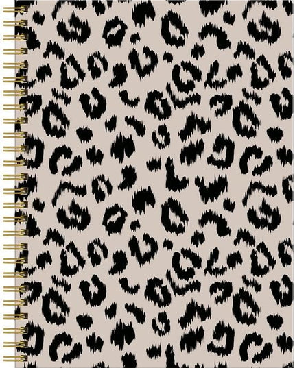 Spiral Journal Notebook for Women,A5 College Ruled Notebooks 6"x 8.4", 120 Pages (60 Sheets) Lined Journal with Premium Thick Paper,Perfect for School Office Home(Gray Black Leopard)