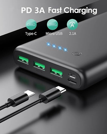 Portable Charger 36800mAh Power Bank,PD Fast Charging USB C External Battery Pack,4 Outputs 2 Inputs Travel Essentials Portable Phone Charger for iPhone 17/16/15/14/13/12,Galaxy S24 Android Phone etc
