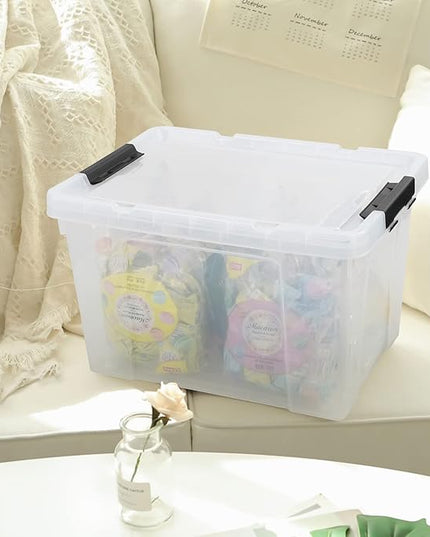 40 Quart Large Plastic Storage Bins with Lids, Clear Storage Tote with Wheels, 4 Packs